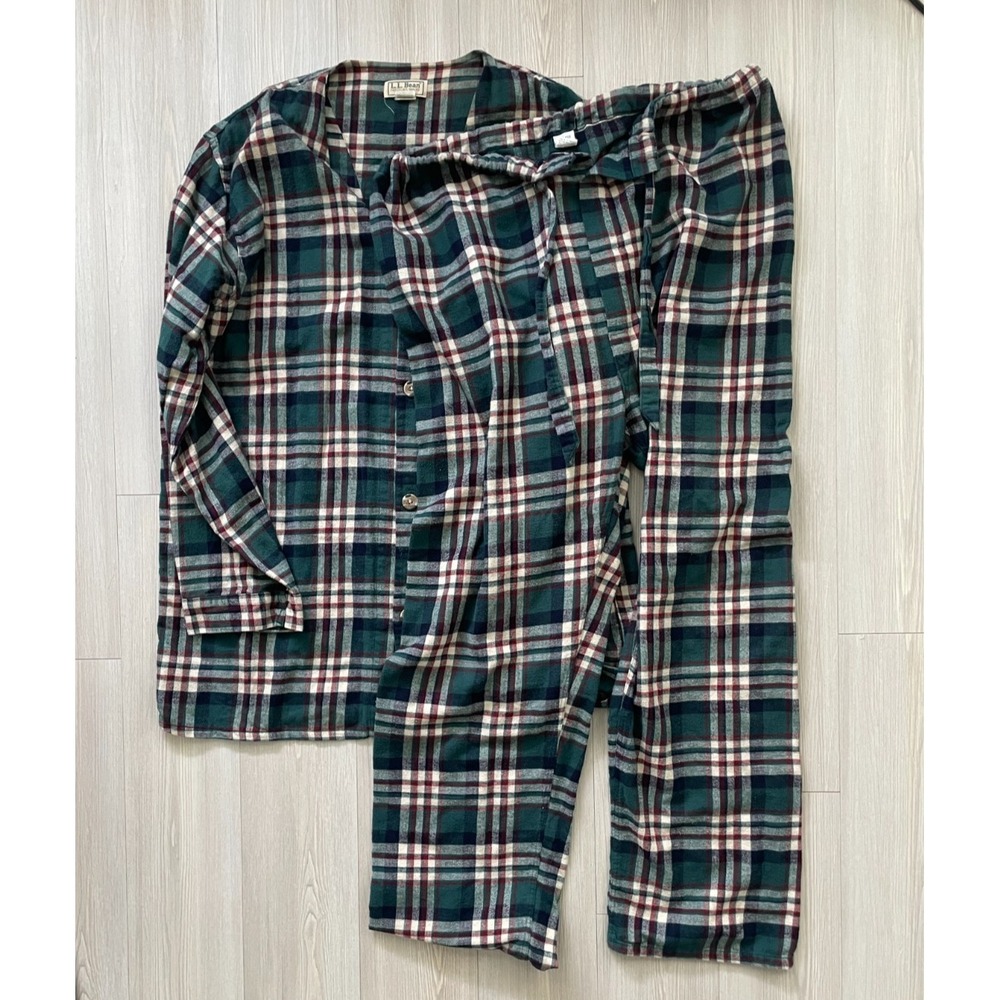 LL Bean Men's Made in USA Vintage Plaid Pajama Set Sz XL Tall Lounge Holiday
